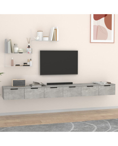 Armoires murales 2 pcs Gris béton 102x30x20cm Bois d'ingénierie | Mobilier & Déco