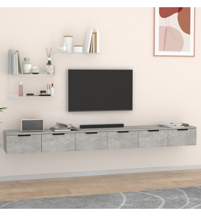 Armoires murales 2 pcs Gris béton 102x30x20cm Bois d'ingénierie | Mobilier & Déco