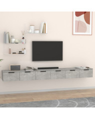 Armoires murales 2 pcs Gris béton 102x30x20cm Bois d'ingénierie | Mobilier & Déco