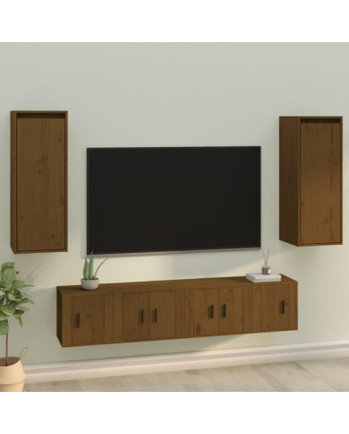 Armoires murales 2pcs Marron miel 30x30x80cm Bois de pin massif | Mobilier & Déco