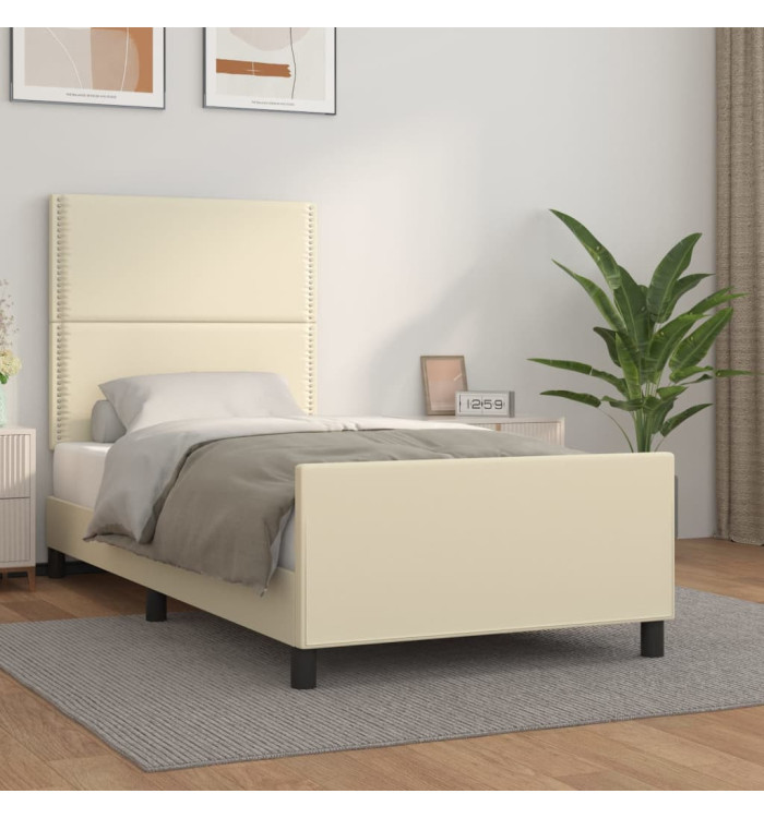 Cadre de lit sans matelas crème 80x200 cm similicuir | Mobilier & Déco