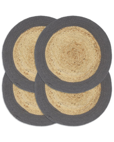 Napperons 4 pcs Naturel et anthracite 38 cm Jute et coton | Mobilier & Déco