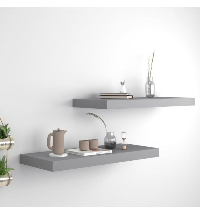 Étagères murales flottantes 2 pcs Gris 60x23,5x3,8 cm MDF | Mobilier & Déco