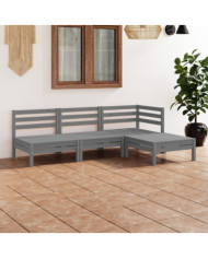 Salon de jardin 4 pcs Bois de pin massif Gris | Mobilier & Déco