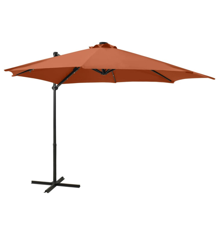 Parasol de jardin en porte-à-faux avec mât et lumières LED | Mobilier & Déco