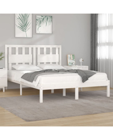 Cadre de lit sans matelas blanc bois massif 120x200 cm | Mobilier & Déco