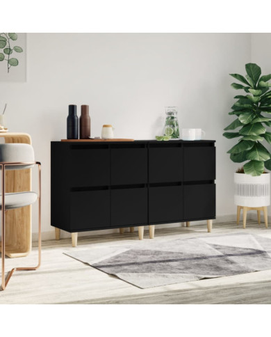 Buffets 2 pcs noir 60x35x70 cm bois d'ingénierie | Mobilier & Déco