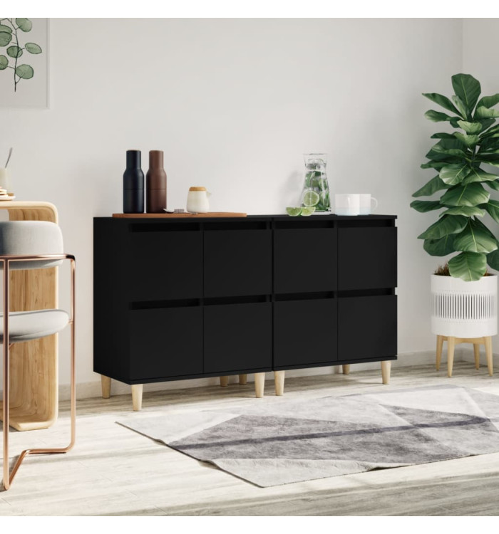 Buffets 2 pcs noir 60x35x70 cm bois d'ingénierie | Mobilier & Déco