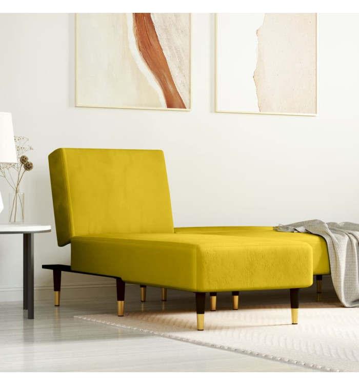 Chaise longue jaune velours | Mobilier & Déco