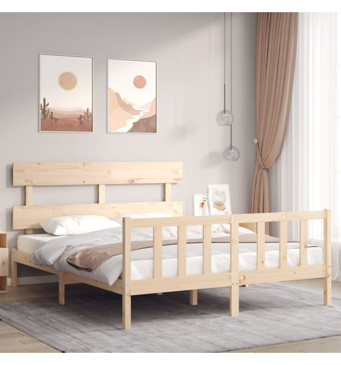 Cadre de lit sans matelas 160x200 cm bois massif de pin | Mobilier & Déco