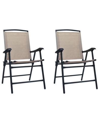 Chaises de jardin pliables lot de 2 Textilène Taupe | Mobilier & Déco