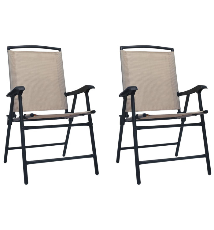 Chaises de jardin pliables lot de 2 Textilène Taupe | Mobilier & Déco