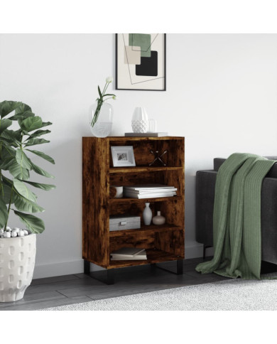 Buffet haut chêne fumé 57x35x90 cm bois d'ingénierie | Mobilier & Déco