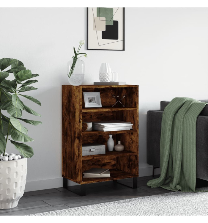 Buffet haut chêne fumé 57x35x90 cm bois d'ingénierie | Mobilier & Déco