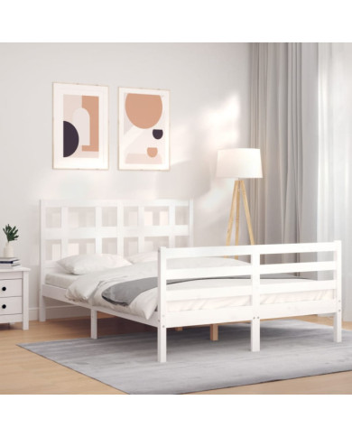 Cadre de lit sans matelas blanc 120x200 cm bois massif | Mobilier & Déco