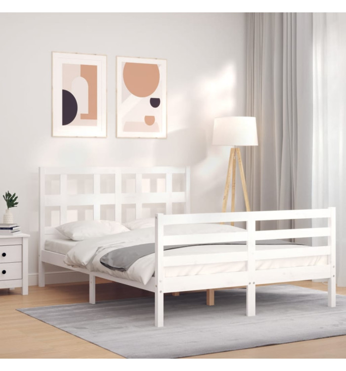 Cadre de lit sans matelas blanc 120x200 cm bois massif | Mobilier & Déco