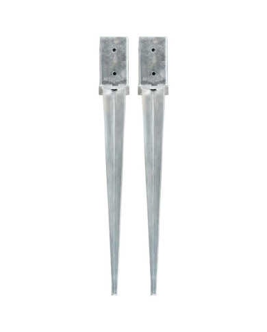Piquets au sol 2 pcs Argenté 8x8x76 cm Acier galvanisé | Mobilier & Déco