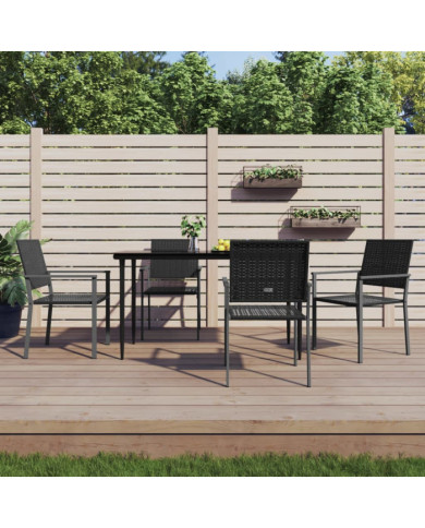 Ensemble à manger de jardin 5 pcs résine tressée acier | Mobilier & Déco