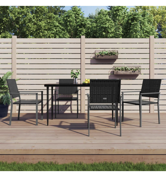 Ensemble à manger de jardin 5 pcs résine tressée acier | Mobilier & Déco