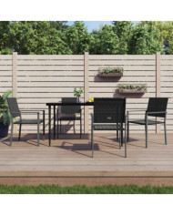 Ensemble à manger de jardin 5 pcs résine tressée acier | Mobilier & Déco