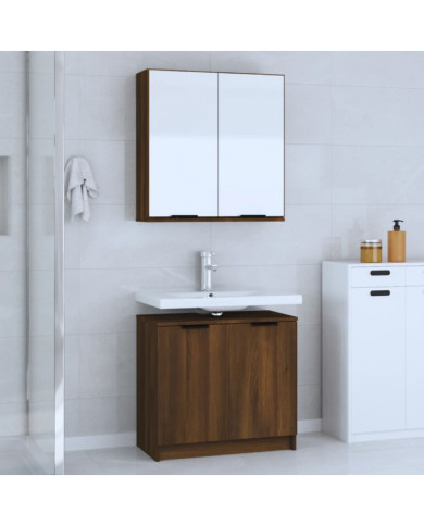 Ensemble d'armoires de salle de bain 2 pcs chêne marron | Mobilier & Déco