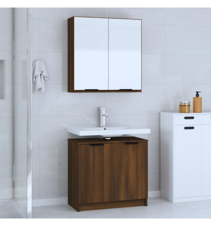 Ensemble d'armoires de salle de bain 2 pcs chêne marron | Mobilier & Déco