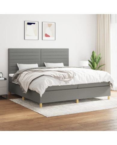 Sommier à lattes de lit avec matelas Gris foncé 200x200cm Tissu | Mobilier & Déco
