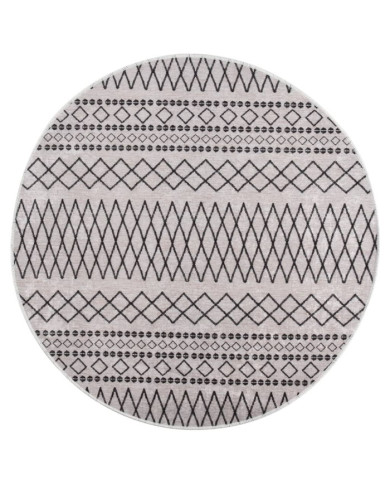 Tapis lavable antidérapant φ120 cm noir et blanc | Mobilier & Déco