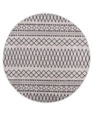 Tapis lavable antidérapant φ120 cm noir et blanc | Mobilier & Déco