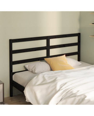 Tête de lit Noir 126x4x100 cm Bois massif de pin | Mobilier & Déco