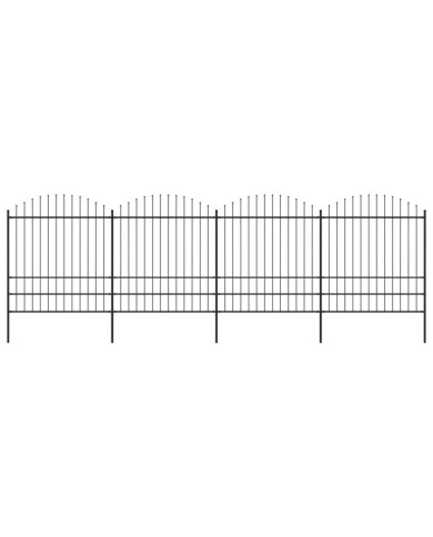 Clôture de jardin à dessus en lance Acier (1,75-2)x6,8 m Noir | Mobilier & Déco
