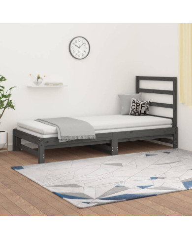 Lit coulissant sans matelas gris 2x(90x200) cm | Mobilier & Déco