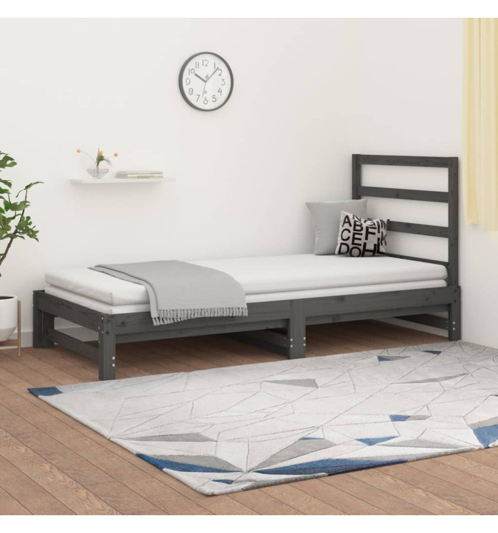 Lit coulissant sans matelas gris 2x(90x200) cm | Mobilier & Déco