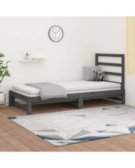 Lit coulissant sans matelas gris 2x(90x200) cm | Mobilier & Déco