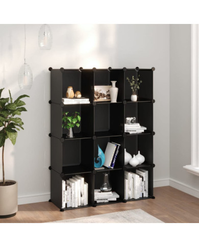 Cubes de rangement 12 pcs Noir PP | Mobilier & Déco
