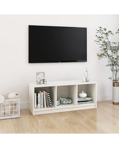 Meuble TV Blanc 104x33x41 cm Bois de pin massif | Mobilier & Déco