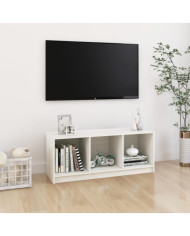 Meuble TV Blanc 104x33x41 cm Bois de pin massif | Mobilier & Déco