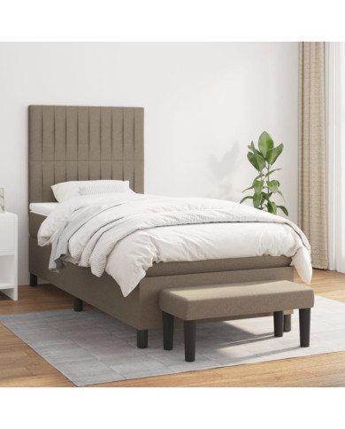 Sommier à lattes de lit avec matelas Taupe 90x200 cm Tissu | Mobilier & Déco