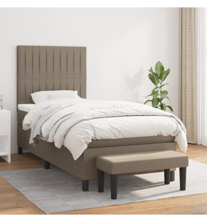 Sommier à lattes de lit avec matelas Taupe 90x200 cm Tissu | Mobilier & Déco