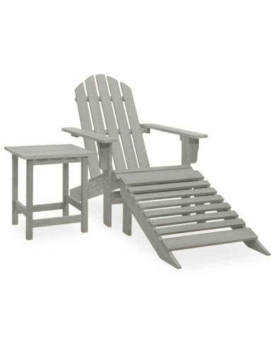 Chaise de jardin Adirondack avec pouf et table Sapin Gris | Mobilier & Déco
