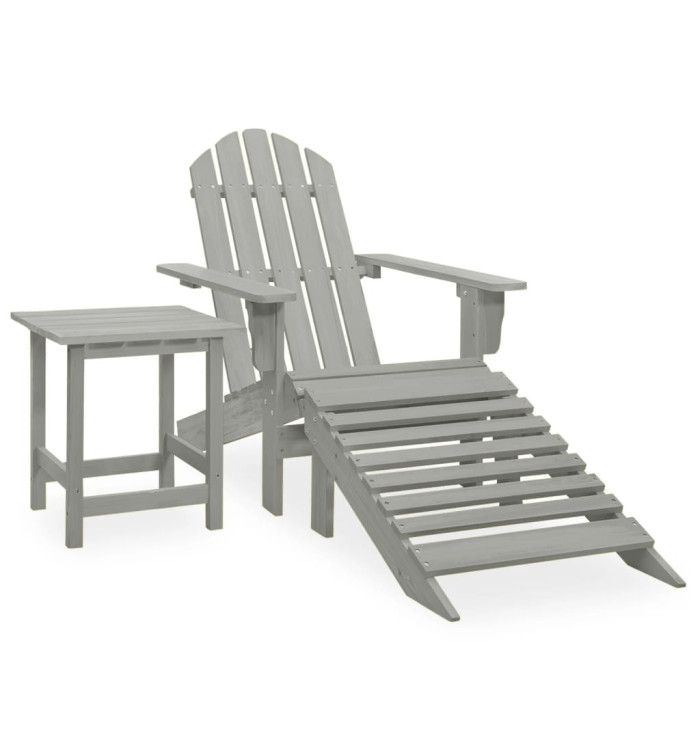 Chaise de jardin Adirondack avec pouf et table Sapin Gris | Mobilier & Déco