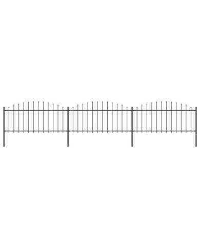 Clôture de jardin à dessus en lance Acier (0,5-0,75)x5,1 m Noir | Mobilier & Déco