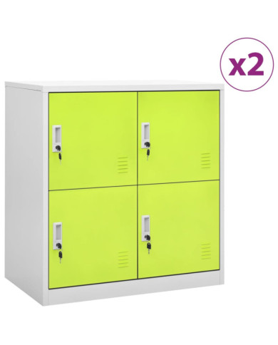 Armoires à casiers 2 pcs Gris clair et vert 90x45x92,5 cm Acier | Mobilier & Déco