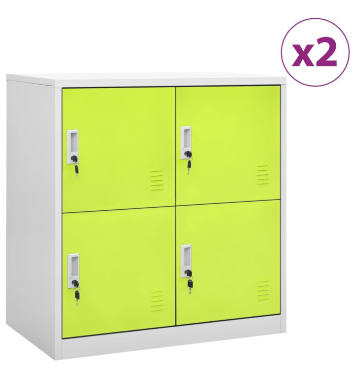 Armoires à casiers 2 pcs Gris clair et vert 90x45x92,5 cm Acier | Mobilier & Déco