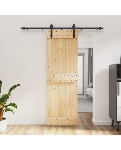 Porte coulissante et kit de quincaillerie 70x210 cm pin massif | Mobilier & Déco