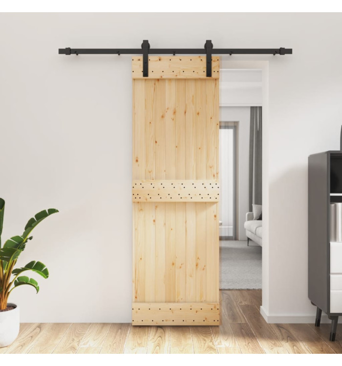 Porte coulissante et kit de quincaillerie 70x210 cm pin massif | Mobilier & Déco