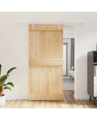 Porte coulissante et kit de quincaillerie 95x210 cm pin massif | Mobilier & Déco