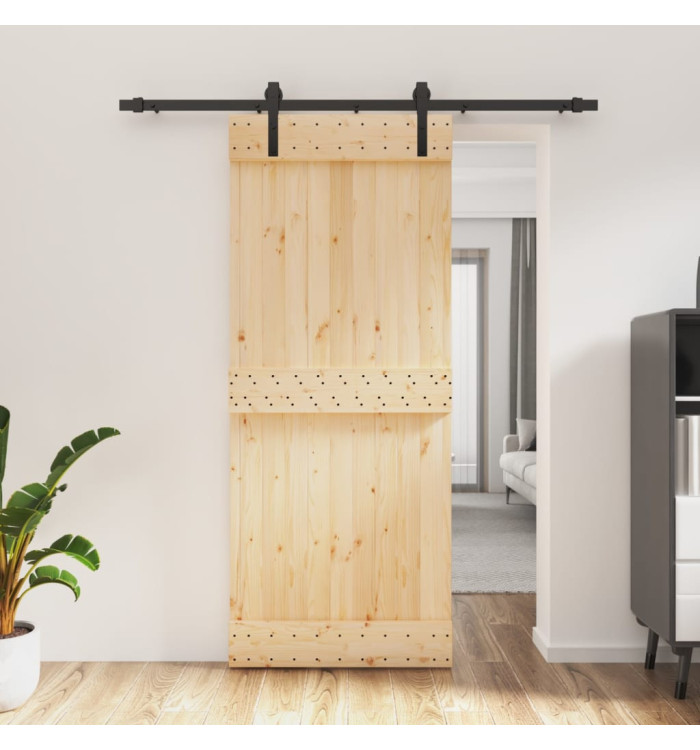 Porte coulissante et kit de quincaillerie 85x210 cm pin massif | Mobilier & Déco