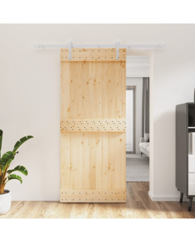 Porte coulissante et kit de quincaillerie 90x210 cm pin massif | Mobilier & Déco