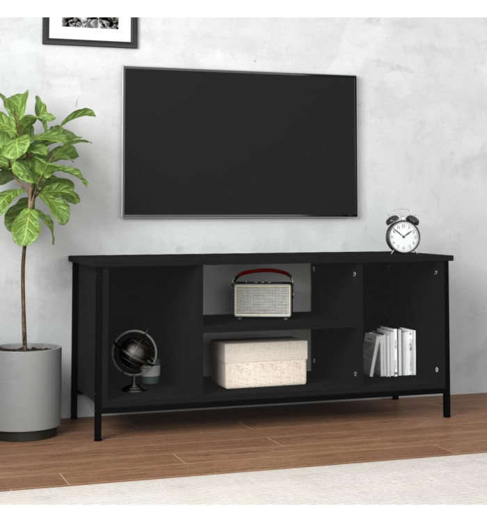 Meuble TV noir 102x35x45 cm bois d'ingénierie | Mobilier & Déco